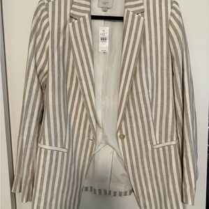 LOFT Women's Beige Striped Blazer